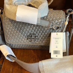 NWT Tory Burch Thea woven web flap crossbody
